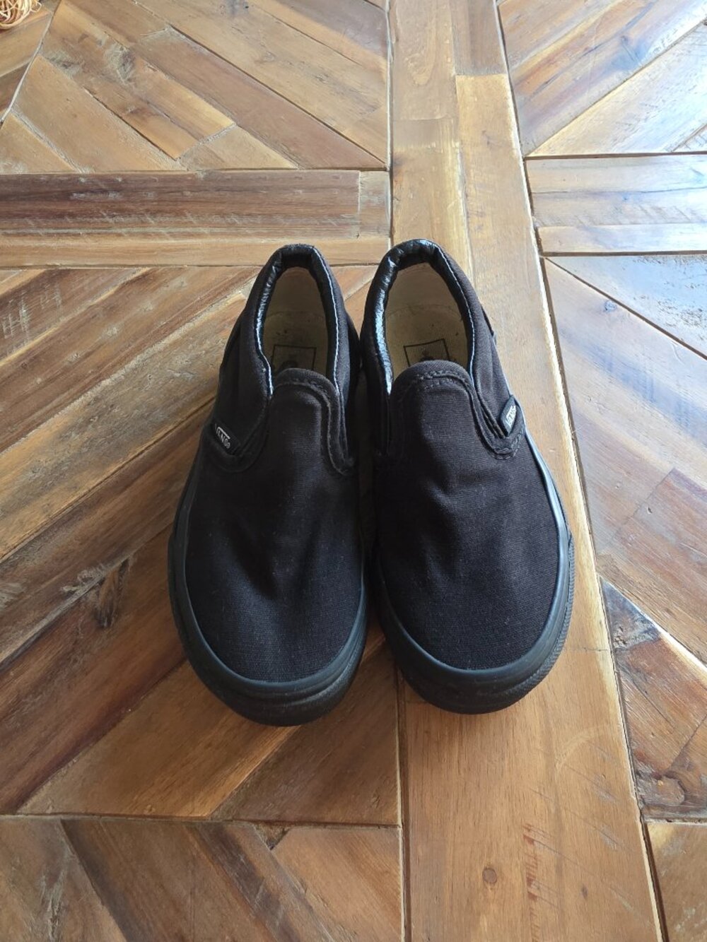 Kids Black Slip on Vans, Size 11